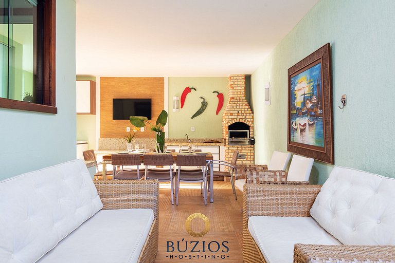 Bz08 350m da praia com Área Gourmet Geribá