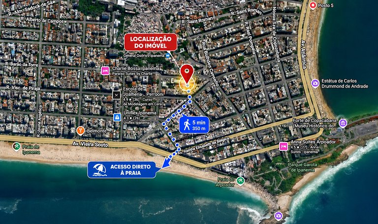 RJ02 Ipanema apt. 2 quartos 350m da praia!