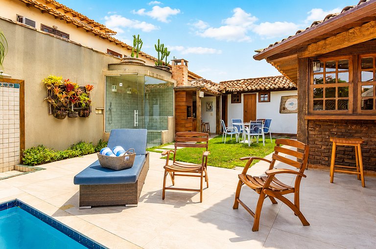 Casa com piscina/sauna/churrasqueira a 300m da praia BZ34